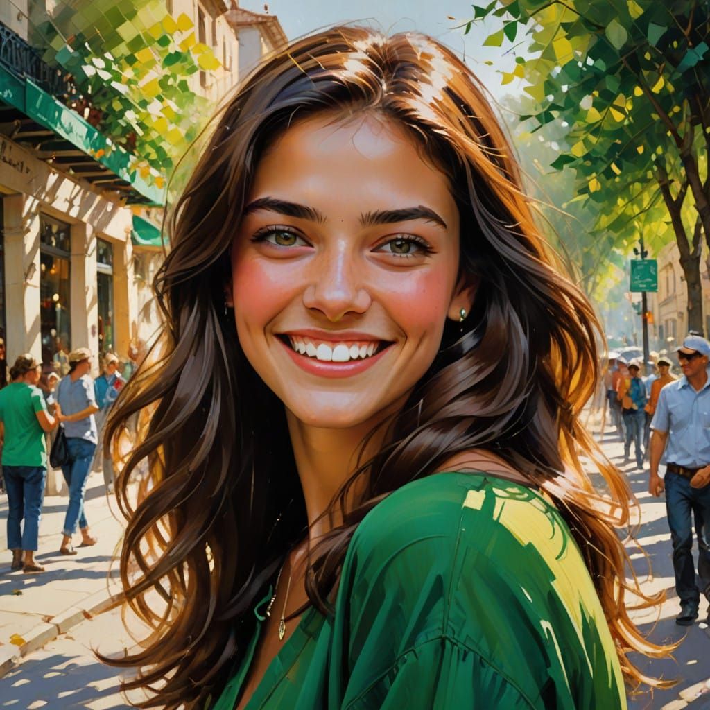 Joyful Fauvist Portrait of a Young Girl