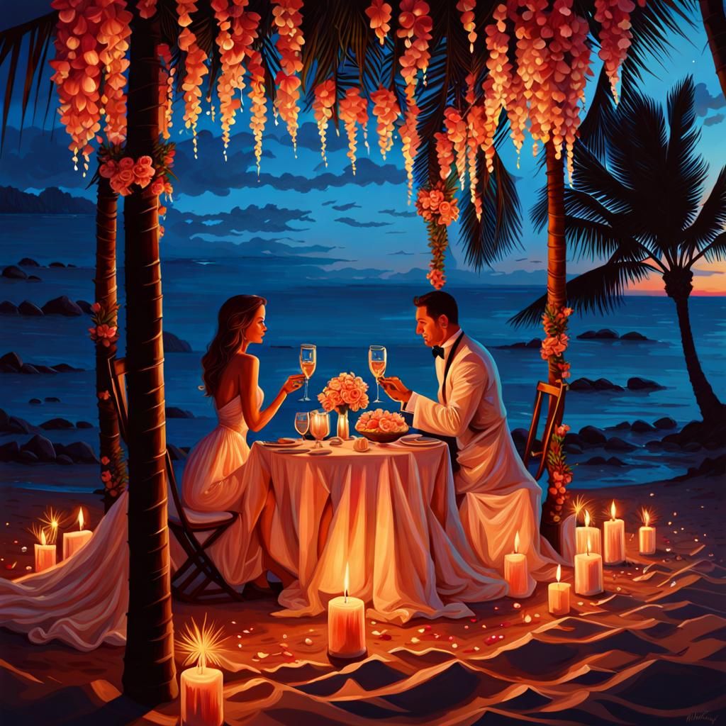 Romantic Beach Dinner Under a Canopy