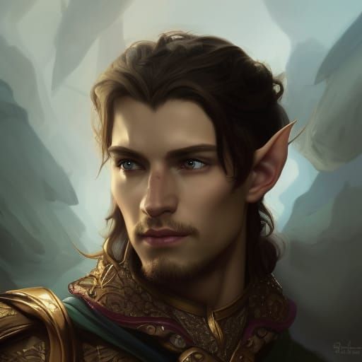 Fantasy Half-Elf Prince Portrait in D&D Style