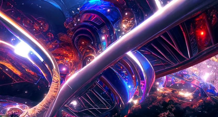 Helix Spacecraft in Deep Space as Digital Art