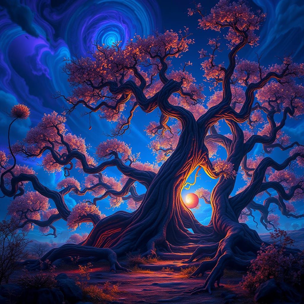 Glowing Bioluminescent Forestscape in Meticulous Detail