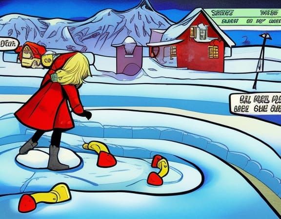 Slippery Ice Land comic book art, perfect, smooth