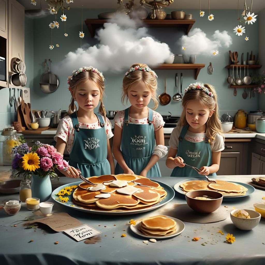 Girls Making Pancakes: A Cinematic Digital Painting