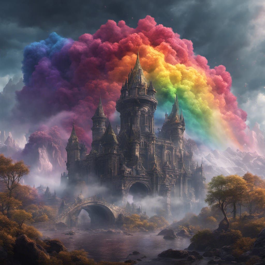 Fantastical Rainbow Phantom: Detailed Matte Painting
