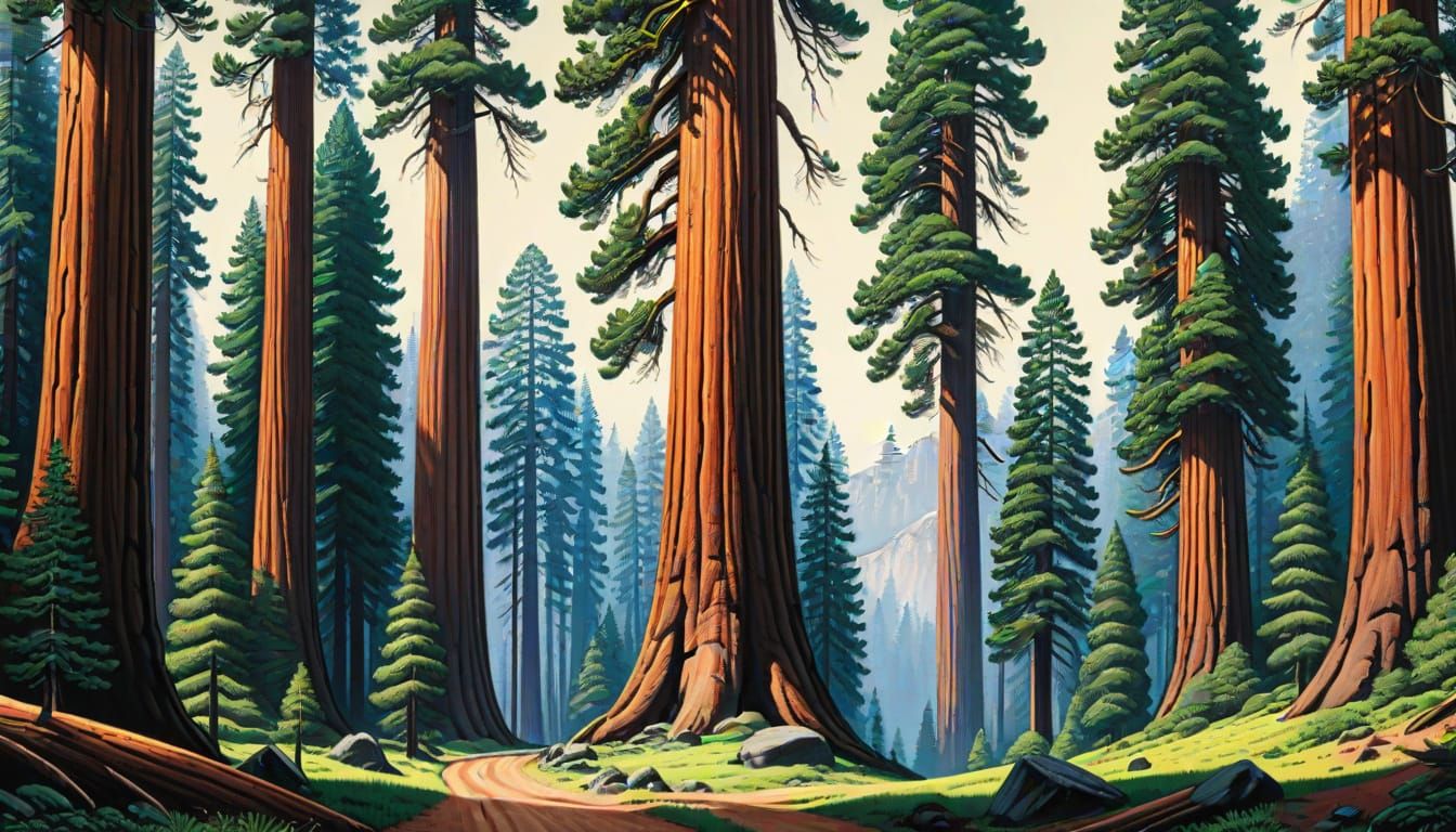 Sequoia Forest as Ballpoint Pen Sketch