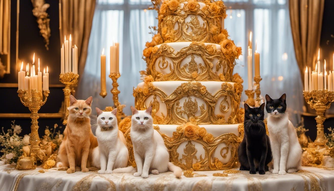 Extravagant Cat Wedding in Golden Empire Style