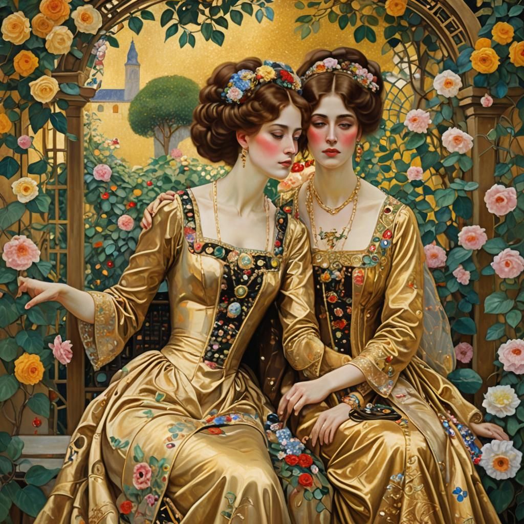 Elegant Garden Luncheon in Klimt Style