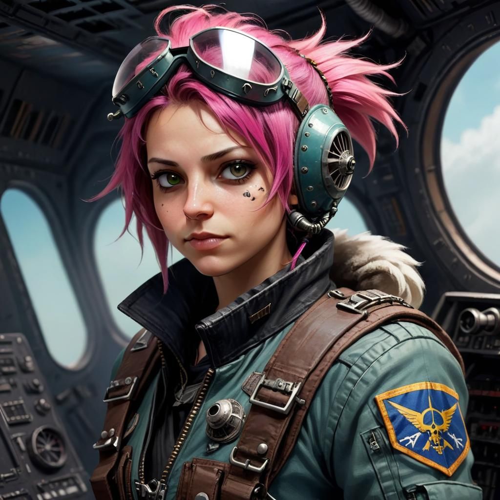 Aetherpunk Ace Fighter Pilot Portrait