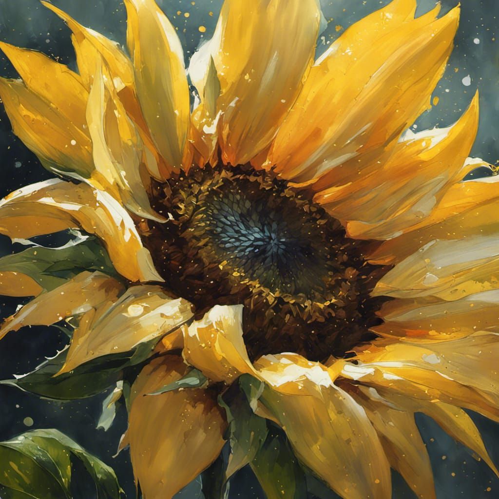 Detailed Sunflower in Watercolor Style