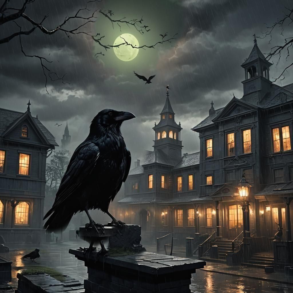 Gothic Horror: School, Rain, Cats, and Raven