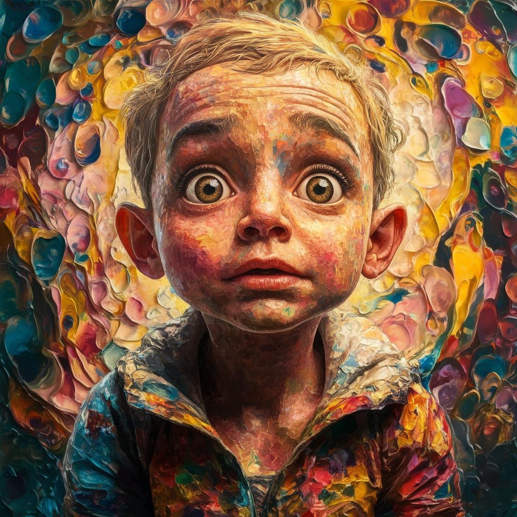 Vibrant Painting of Expressive Character in Mixed Styles