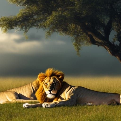 Lions Basking in the Sun: Ultra HD Photo