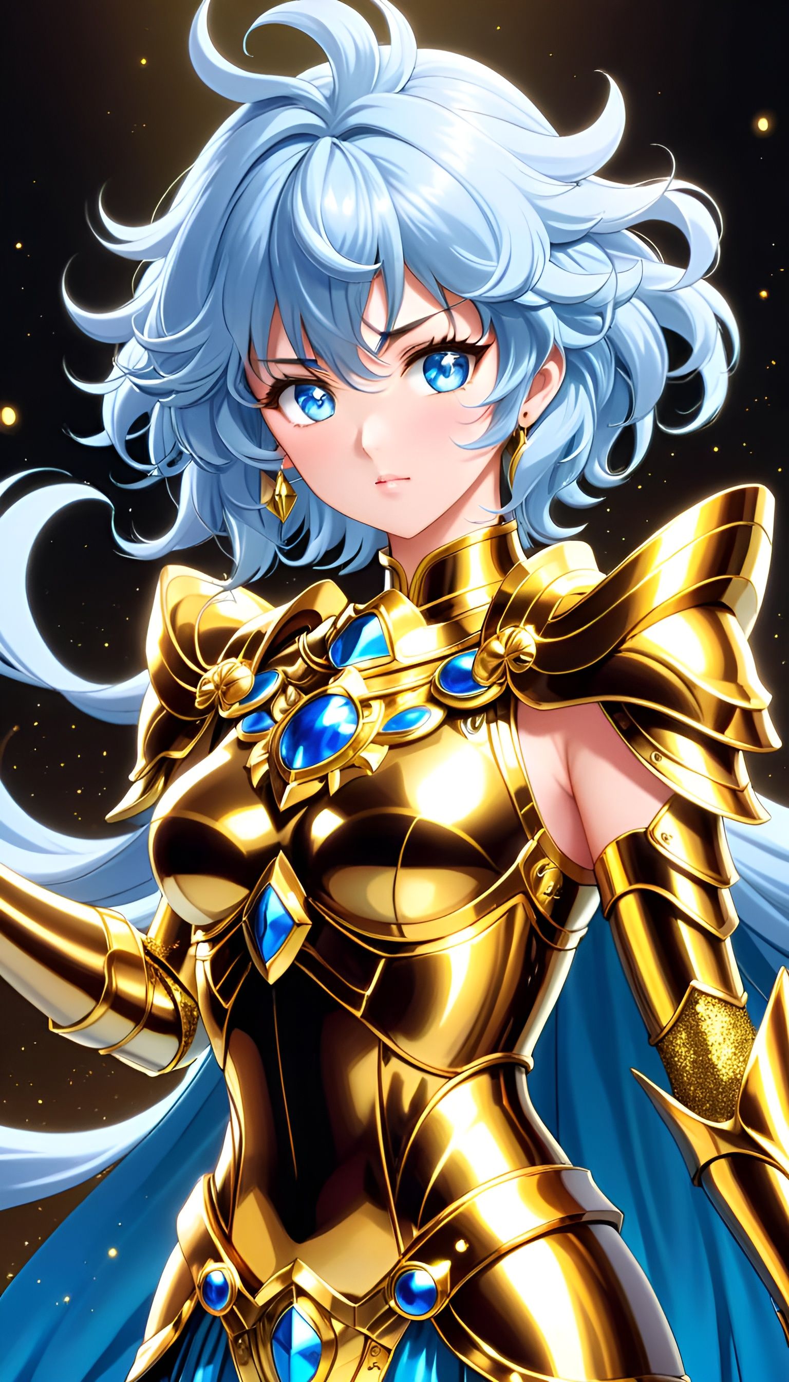 Libra Gold Saint with Blue Hair, Saint Seiya Style