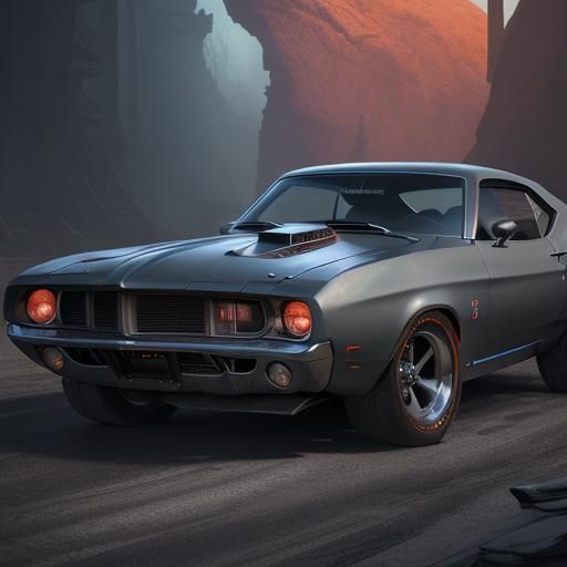 1969 Dodge Daytona Muscle Car in Matte Painting Style