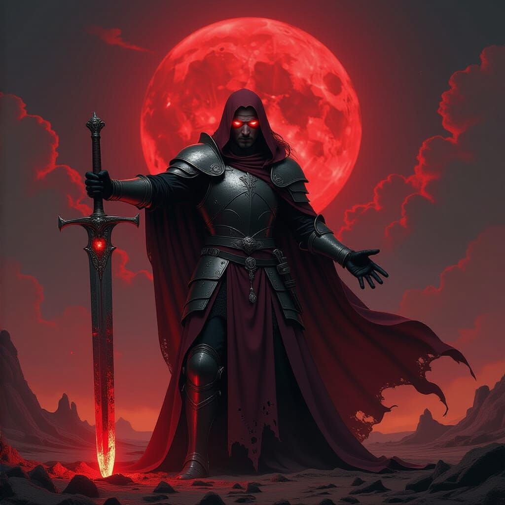 Demonic Lancelot in Hellscape Under Blood Moon