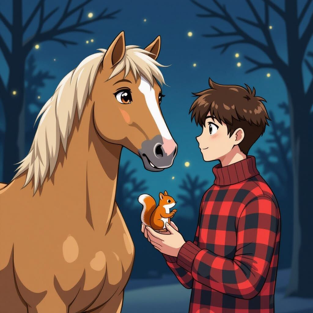 Mythical Centaur Creature in Omen Park at Night