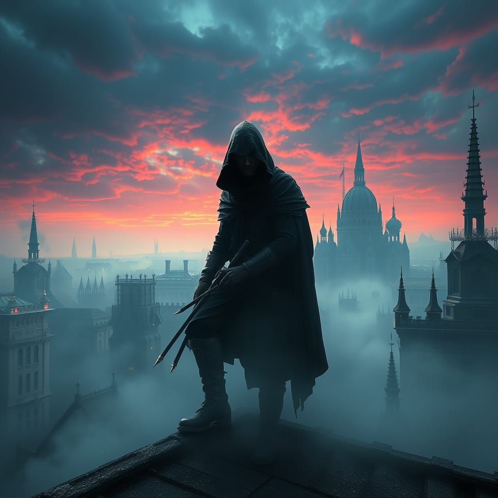 Mystical Fielder Amidst Dreamlike Cityscape