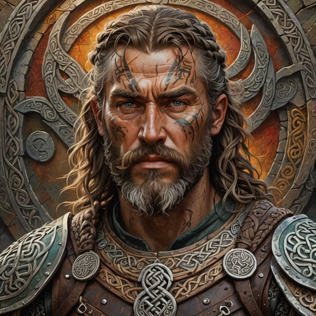 Celtic Warrior in Bronze Armor Portrait