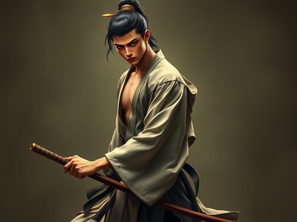 Alluring Androgynous Dancer in S-Shape Pose