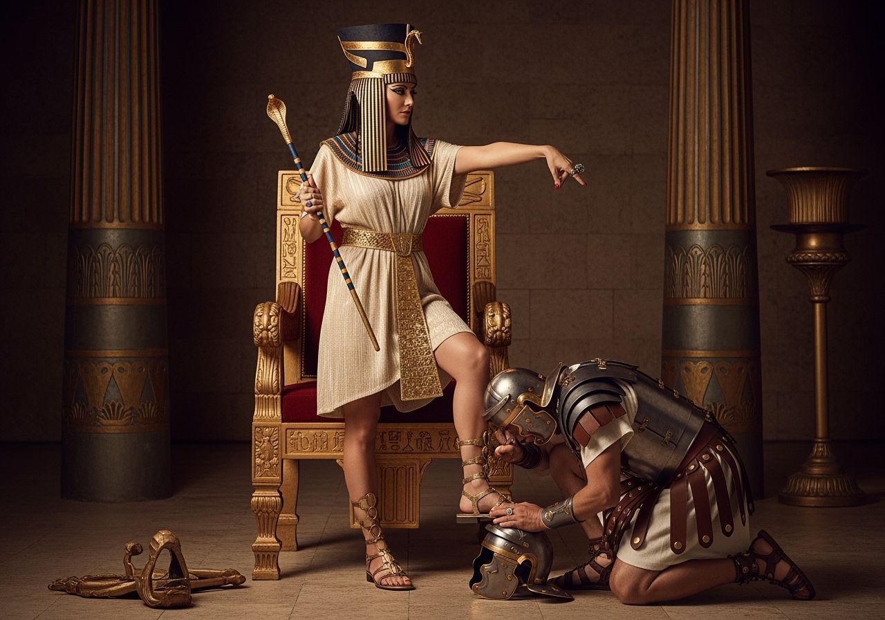 Egyptian Queen Receives Homage in Opulent Throne Room