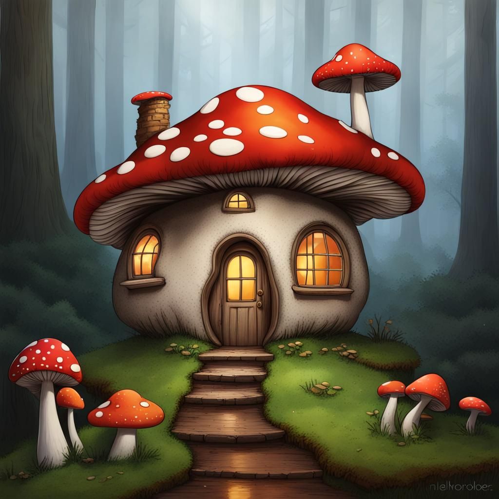Enchanting Mushroom House in a Whimsical Style