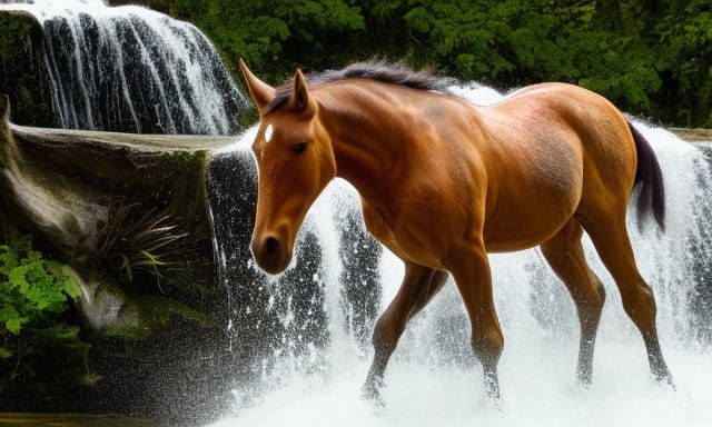 Centaur Emerges from Waterfall in Fantasy Art