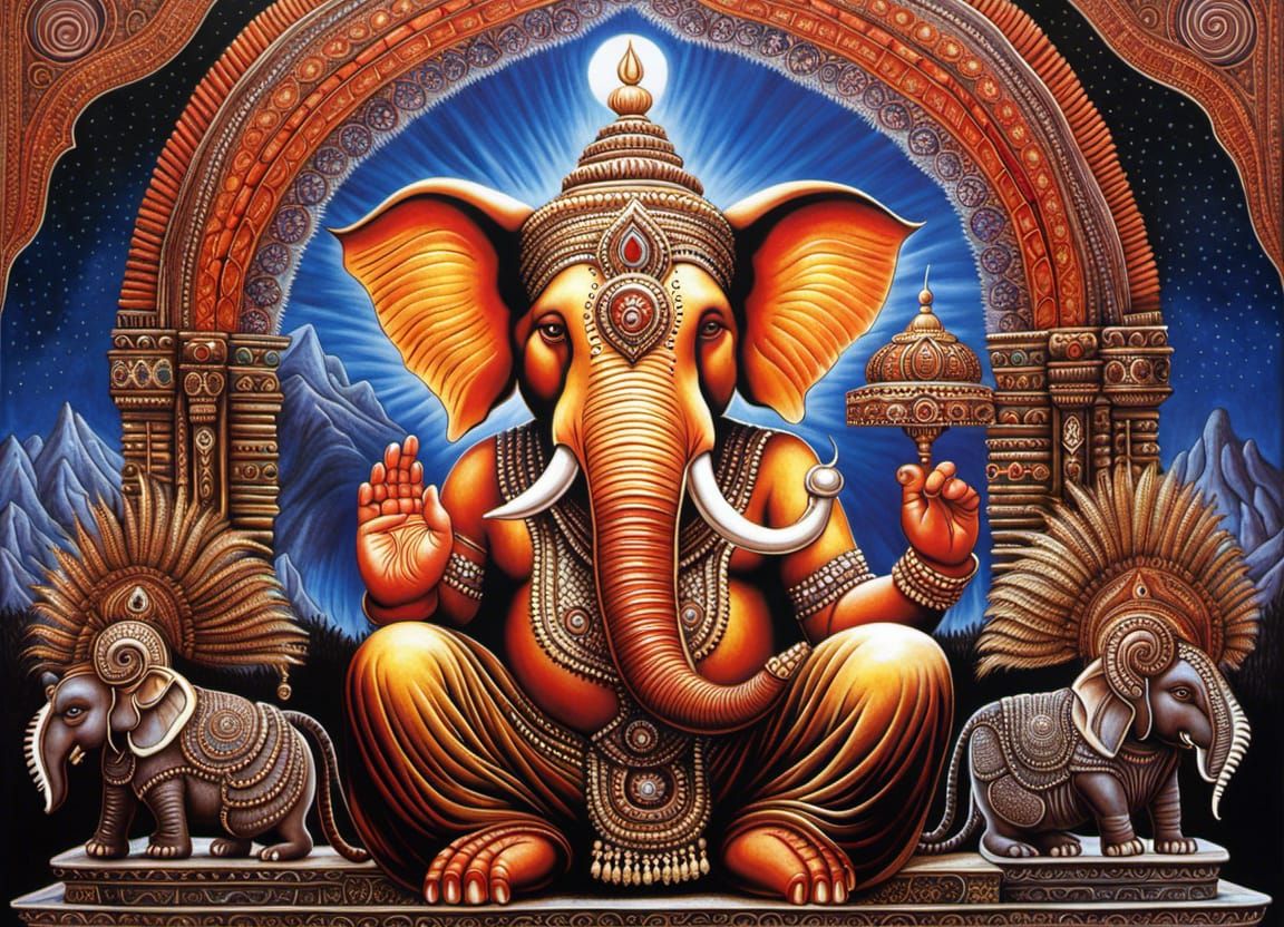 Intricate Painting of Ganesh as Visionary Art