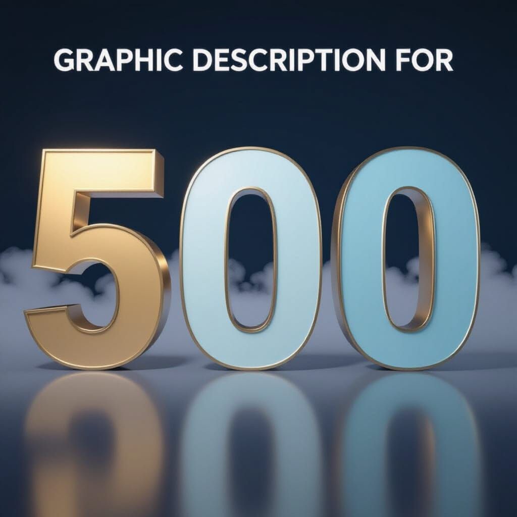 Stylized Number 500 in Gold and Blue