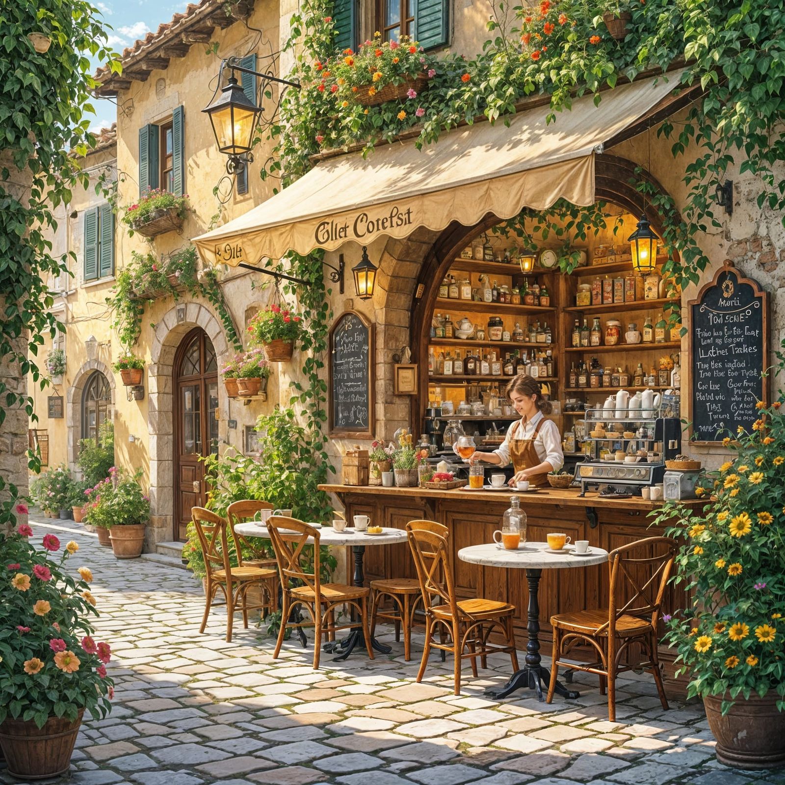 A cozy magical Italian café