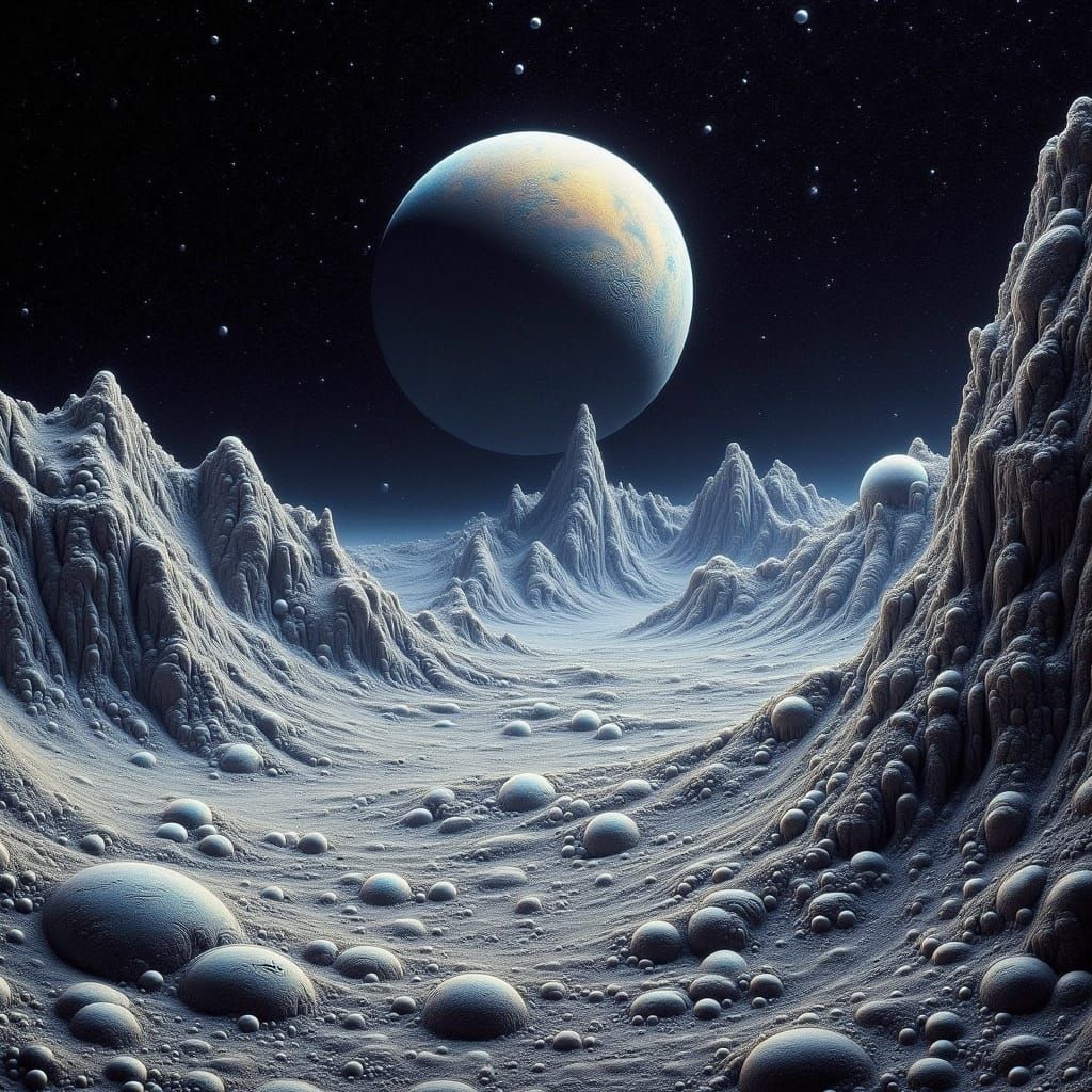 Ethereal Lunar Landscape Inspired by Surrealist Art