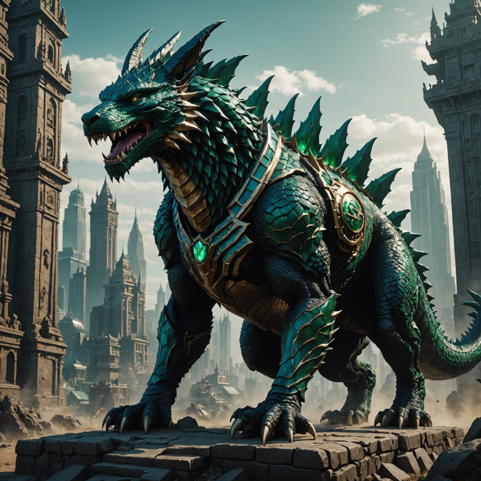 Emerald Anubis Godzilla Dragon Concept Art