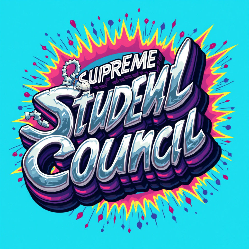 Supreme Student Council Emblem in 90s Pop Art Style