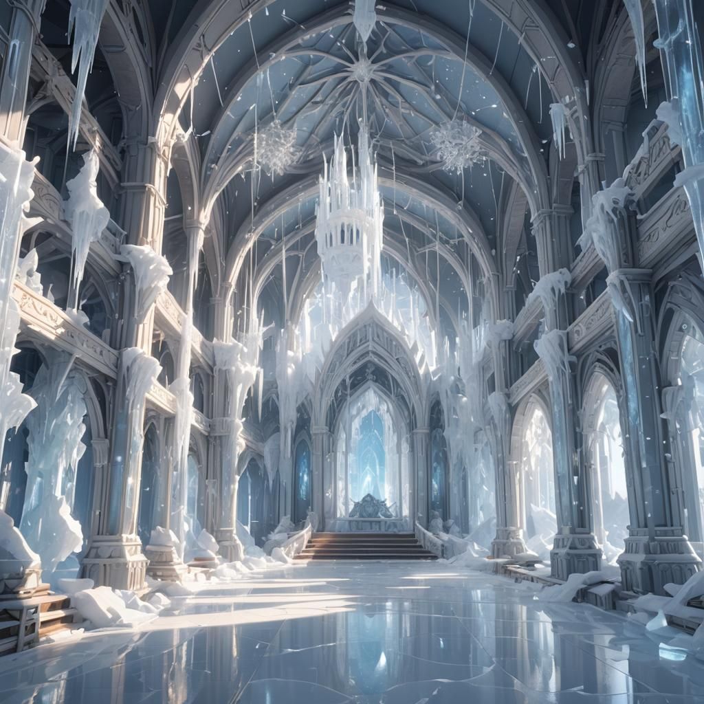 Detailed 3D Anime Ice Palace Interior