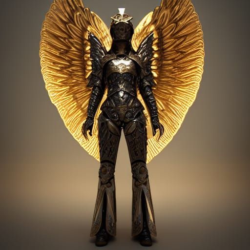 Angel Knight with Metal Wings and Fiery Halo