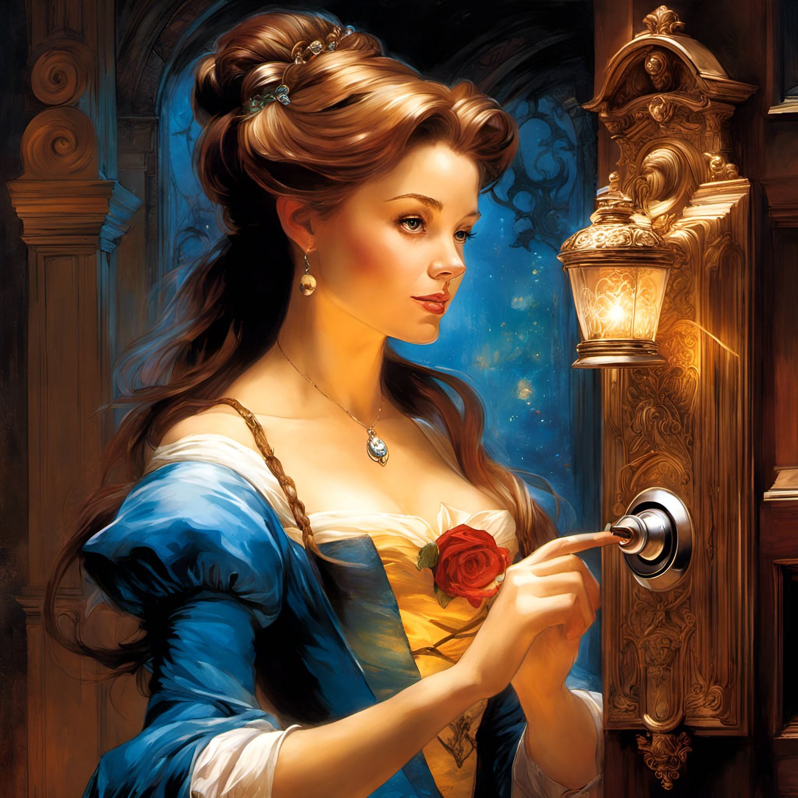Belle Ringing Doorbell in Mixed Artistic Styles