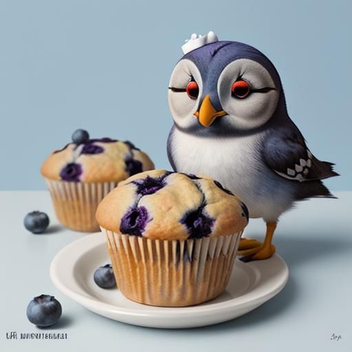 Blueberry Muffin Puffin: An AI Creation