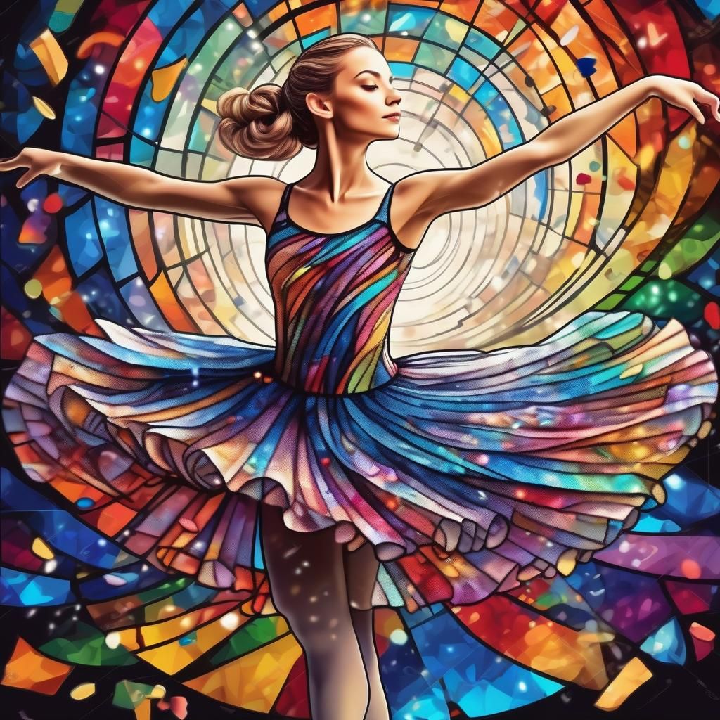 Ballerina in Stained Glass Style Music Dress