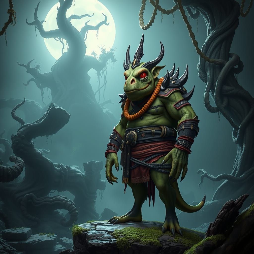 Tribal Murloc Warrior in Mystical Jungle