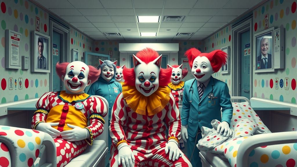 Clown Asylum in 3D Anime Style