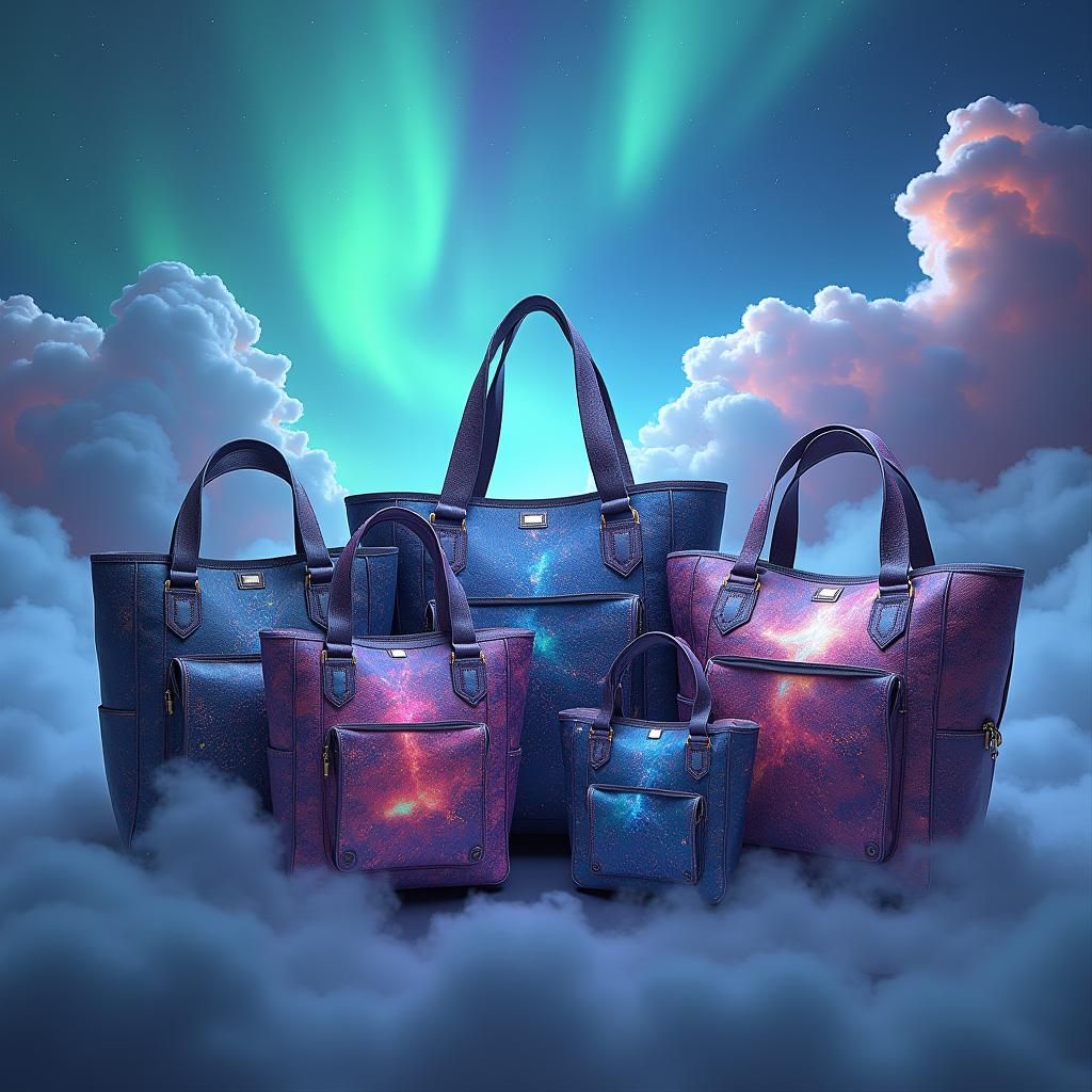 Aurora Tote Bags: Fantasy Concept Art in 8K