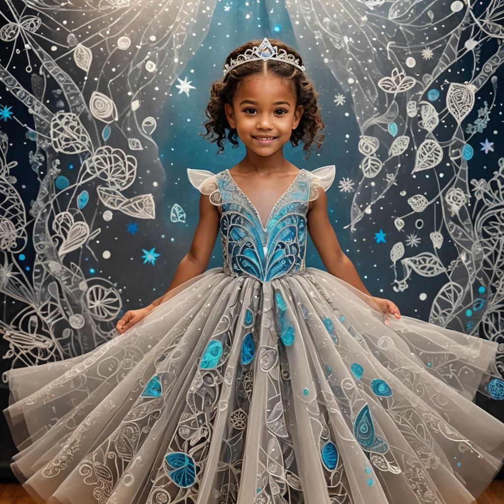 Bioluminescent Zentangle Tulle Pageant Dress