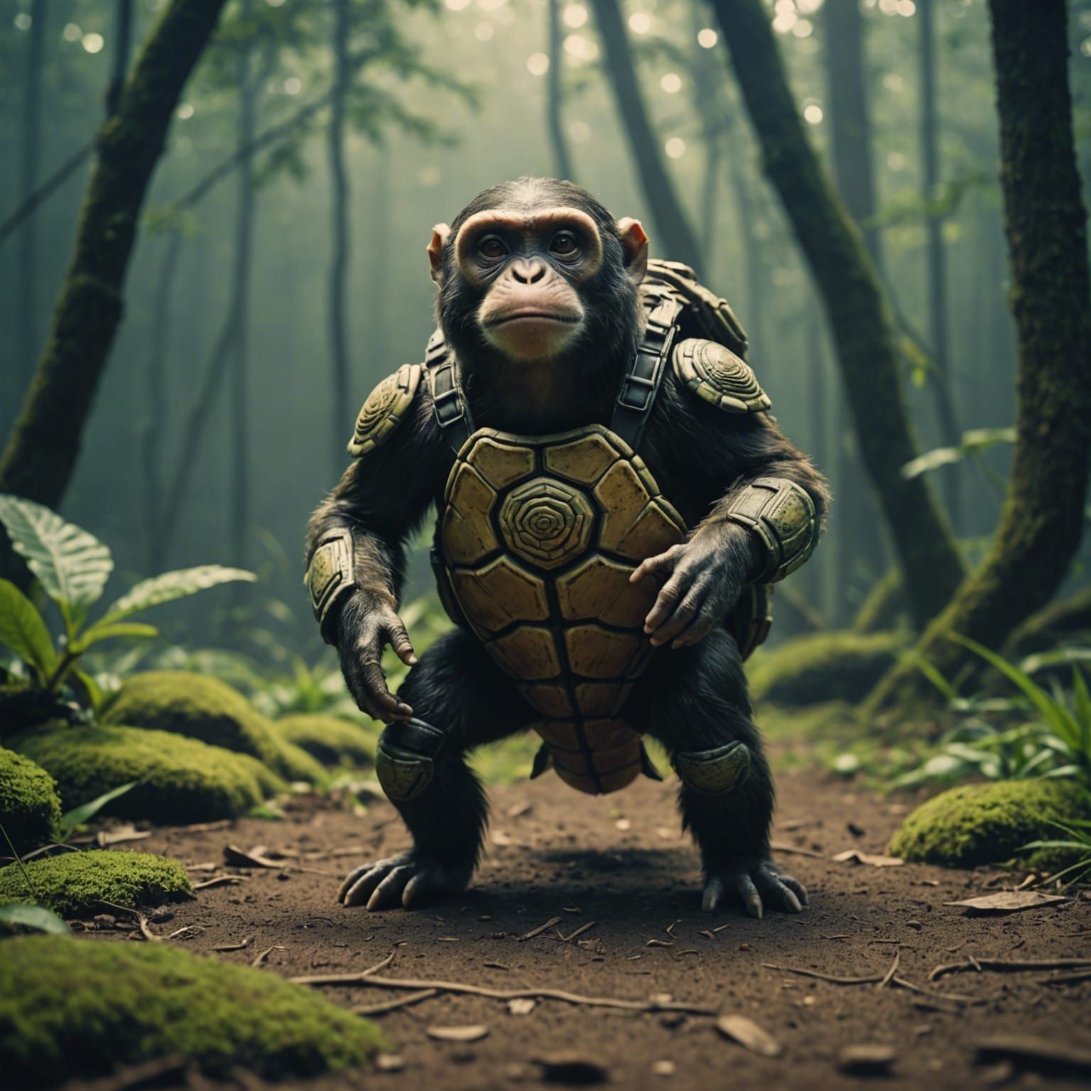 Cinematic Monkey Turtle Film Still