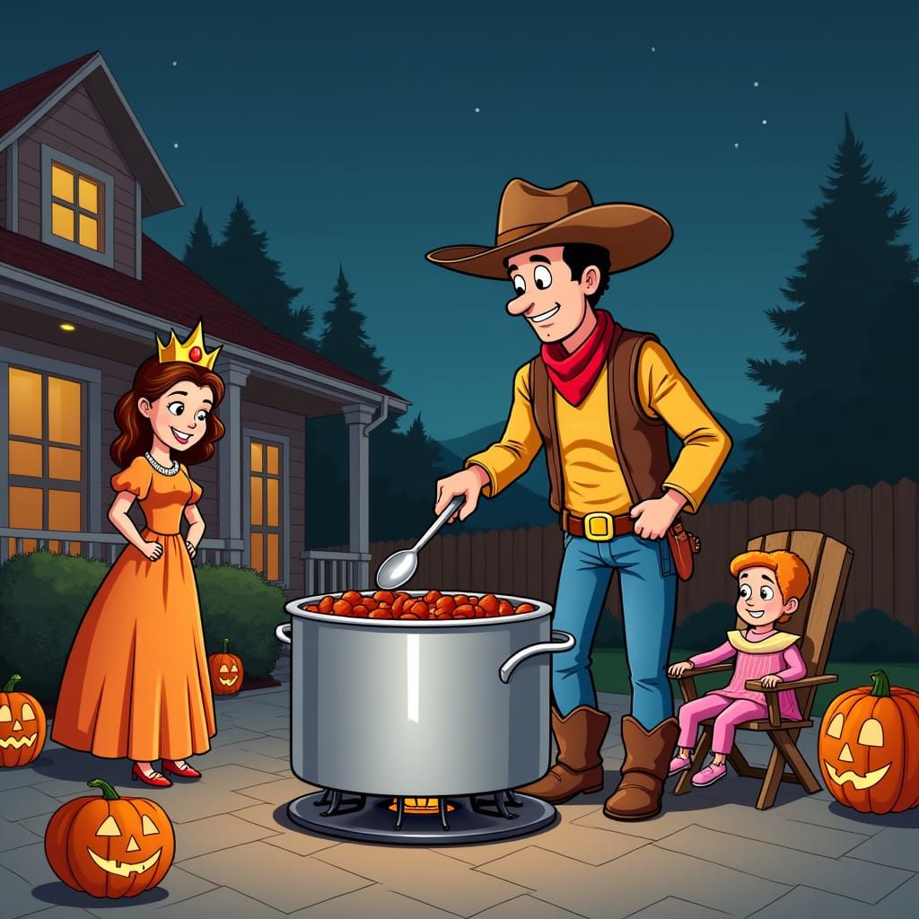 Halloween Chili Cartoon in Hanna-Barbera Style