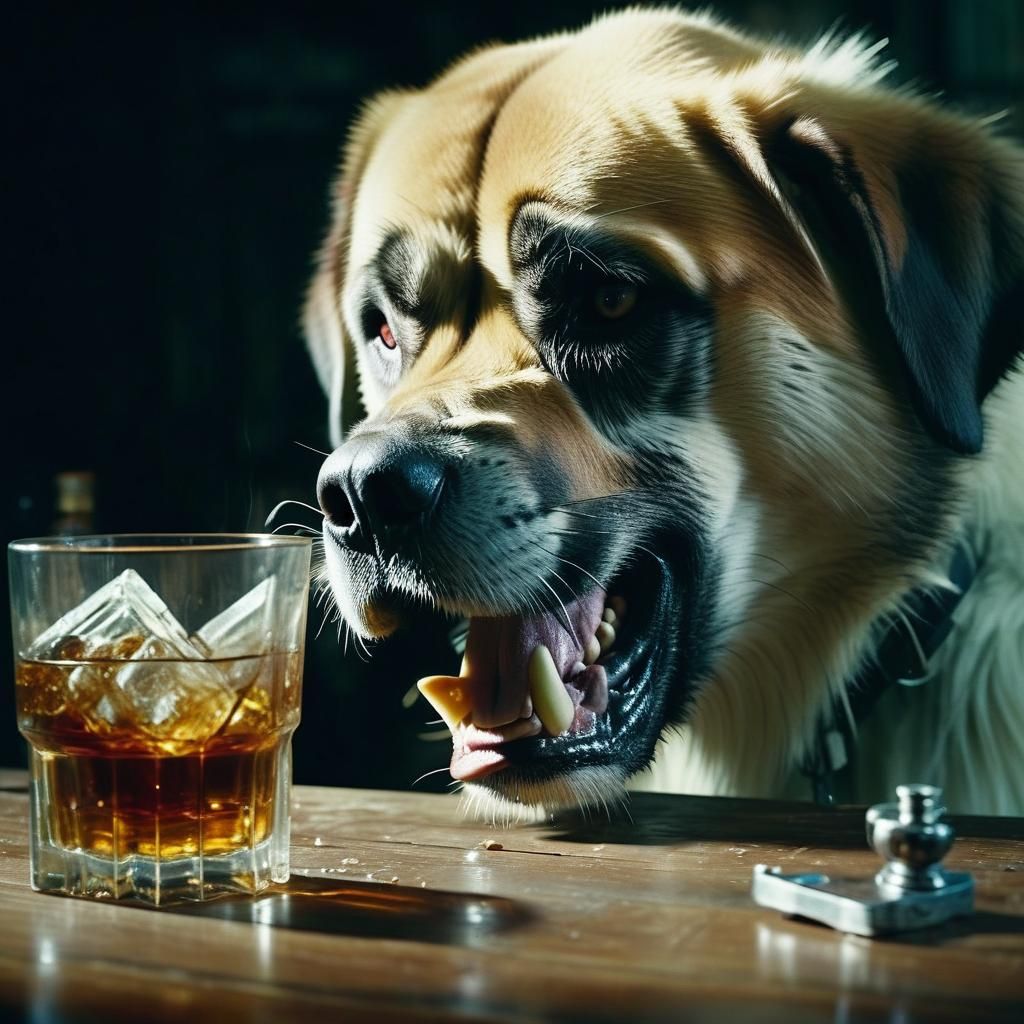 Dramatic Film Still: Man Slapping Dog