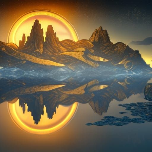 Glowing Clock in Lake at Night