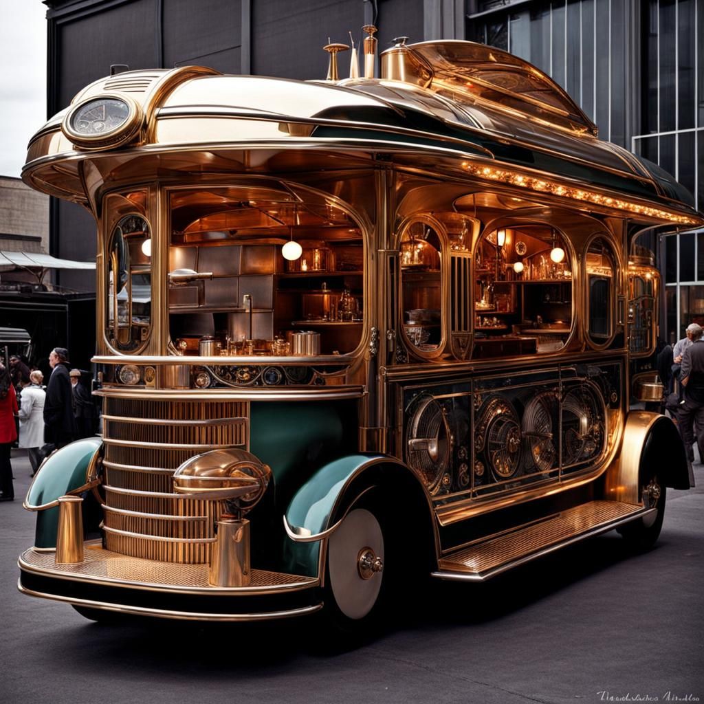 Steampunk Art Deco Future Food Truck Photograph