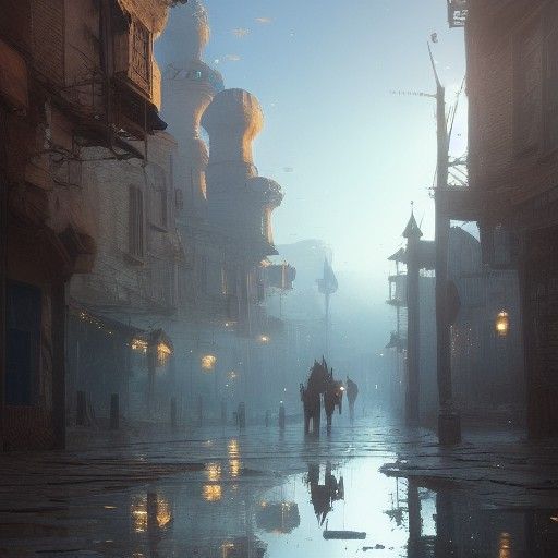 Historic Street with Pearl Dust, Hyperdetailed Art