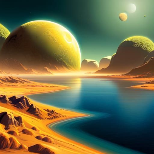 Terraformed Alien Planet in Retro Sci-Fi Style
