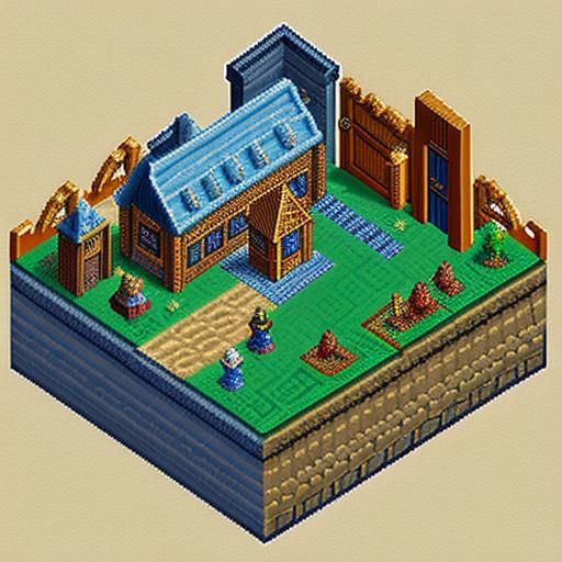Chronicles of Prydain: 8-bit Pixel Art Isometric Scene