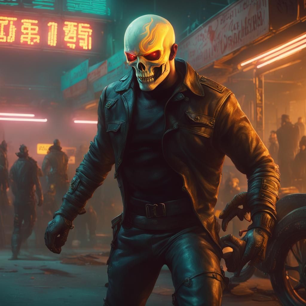 Rugby Player Meets Ghost Rider in Cyberpunk Style